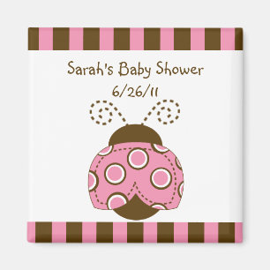 Pink & Brown Mod Ladybug Babydusche Magnet
