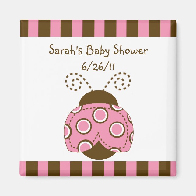 Pink & Brown Mod Ladybug Babydusche Magnet (Vorne)