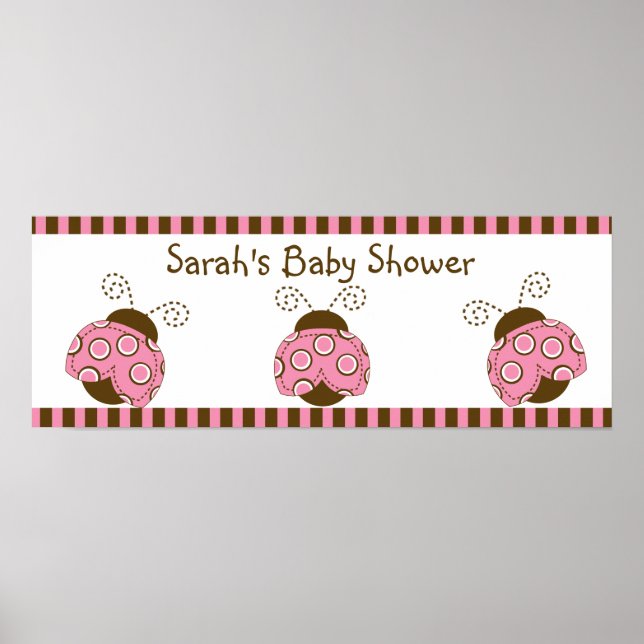 Pink & Brown Mod Ladybug Poster/Banner Poster (Vorne)