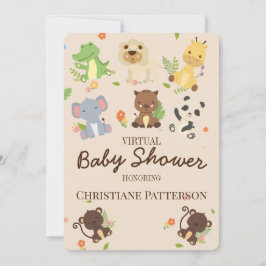 Pink Brown Niedlich Baby Animals Virtual Baby Dusc Einladung