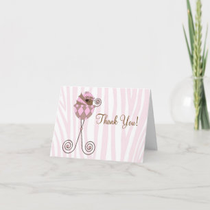 Pink Brown Pink Zebra Baby Dusche Danke Karten