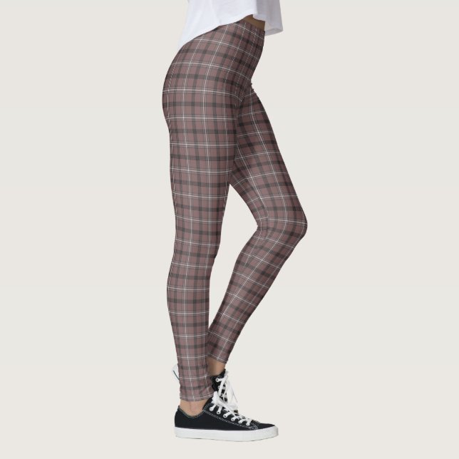 Pink Brown Plaid Classic Pattern Leggings (Rechts)