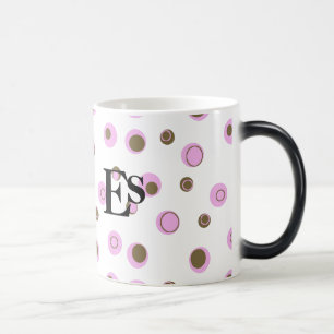 Pink Brown Polka Dots Mit Monogramm Verwandlungstasse