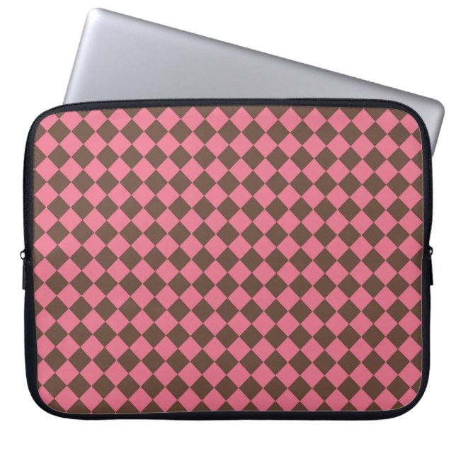 Pink Brown Schachbrett Diamond Pattern Laptopschutzhülle (Vorderseite)