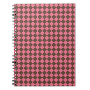 Pink Brown Schachbrett Diamond Pattern Notizblock
