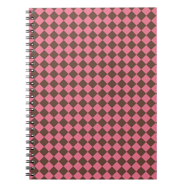 Pink Brown Schachbrett Diamond Pattern Notizblock (Vorderseite)
