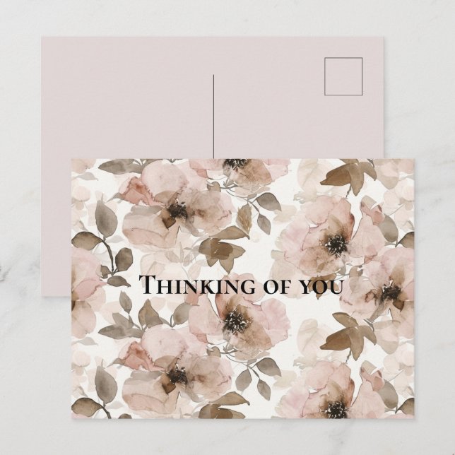 Pink Brown Southwestern Floral Denken Sie an Sie Postkarte (Vorne/Hinten)
