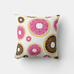 Pink & Brown Streusel Donuts Moderne Lustige Süße Kissen