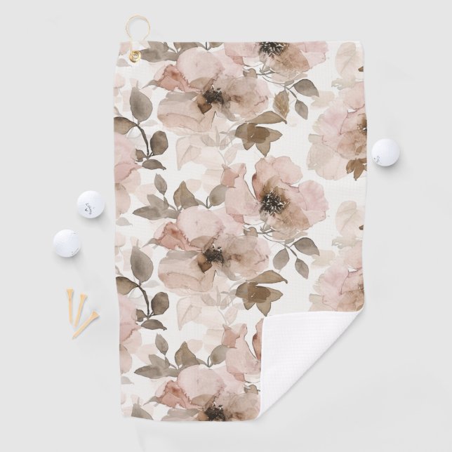 Pink Brown Südwest Floral Golfhandtuch (Insitu)