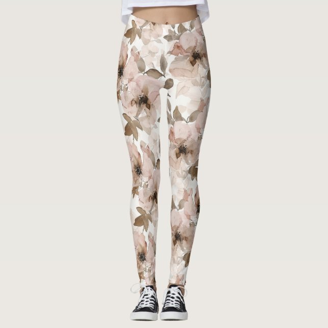 Pink Brown Südwest Floral Leggings (Vorderseite)