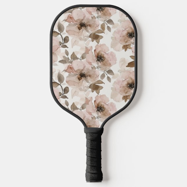 Pink Brown Südwest Floral Pickleball Schläger (Vorderseite)