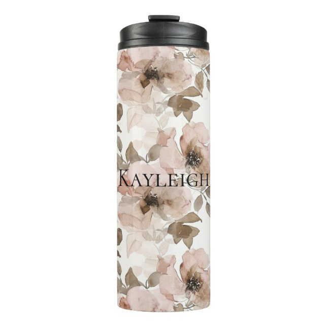 Pink Brown Südwest Floral Thermosbecher (Vorderseite)