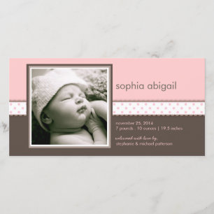 Pink Brown Sweet Baby Girl Geburtserklärung Ankündigung