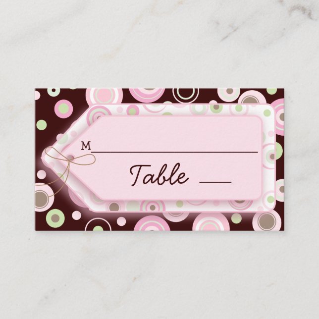 Pink Brown Sweet Girl Polka Dot Cards Platzkarte (Vorderseite)