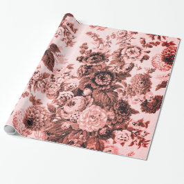 Pink Brown Tone Vintage Blumenstadt Geschenkpapier