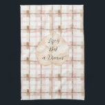 Pink Brown White Plaid Stripes Leaf Geschirrtuch<br><div class="desc">Pink Brown White Plaid Stripes Leaf</div>