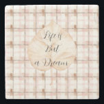 Pink Brown White Plaid Stripes Leaf Steinuntersetzer<br><div class="desc">Pink Brown White Plaid Stripes Leaf</div>