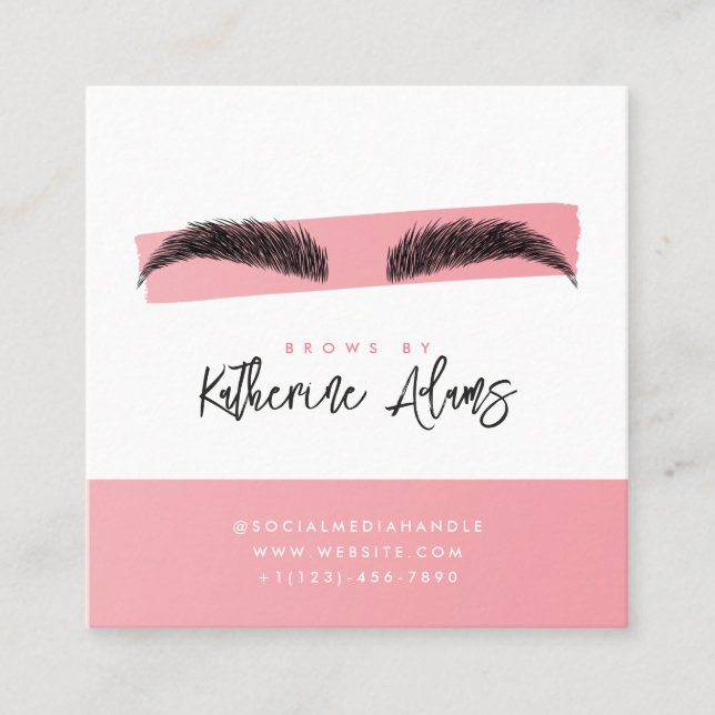 Pink Brows Aftercare-Anweisung Quadratische Visitenkarte (Vorderseite)