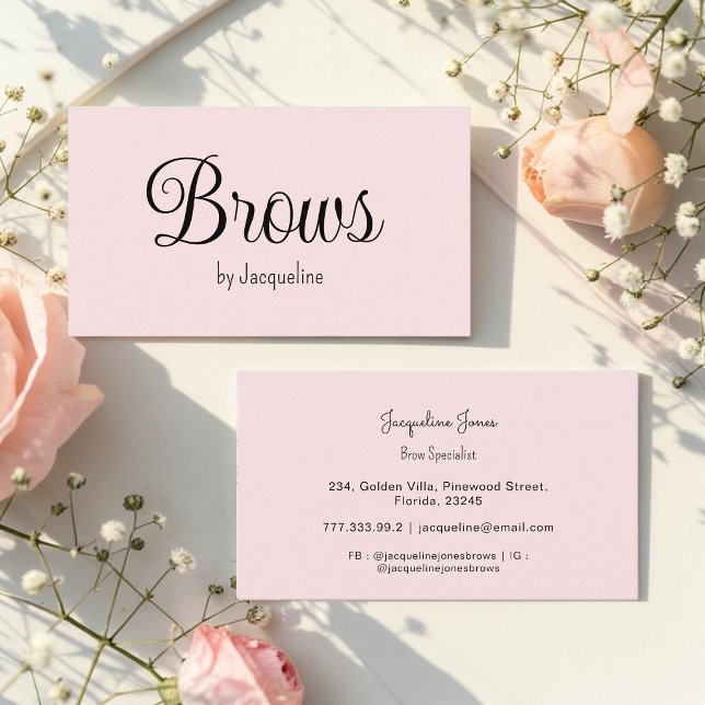 Pink Brows Beauty Einfaches Skript Visitenkarte (Von Creator hochgeladen)