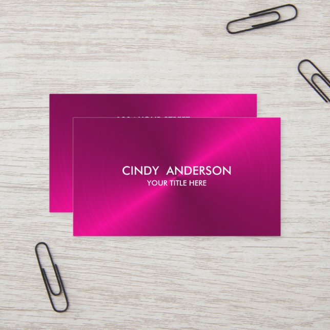 Pink Brushed Metal Sheen Visitenkarte (Vorderseite/Rückseite Beispiel)