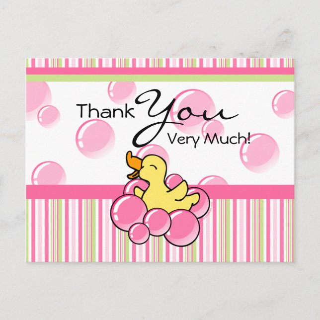 Pink Bubble Ducky Danke Karten (Vorderseite)