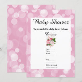 PINK BUBBLE FLORAL BABY DUSCHE EINLADUNG