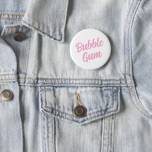 Pink Bubble Gum Simple Typography Fun Whimsical  Button (Beispiel)