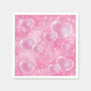 Pink Bubble Hearts Niedlich Girly 90er Jahre Style Serviette