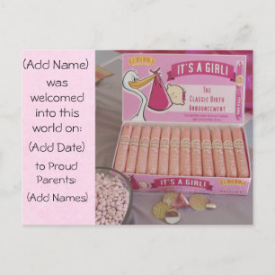 Pink Bubblegum Cigar Baby Girl Ankündigung