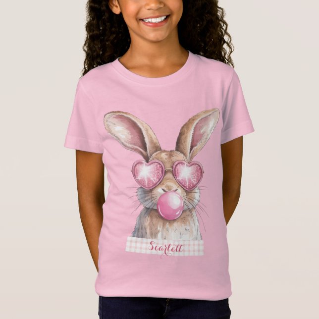 Pink Bubblegum Osterfest Personalisierter T - Shir T-Shirt (Vorderseite)