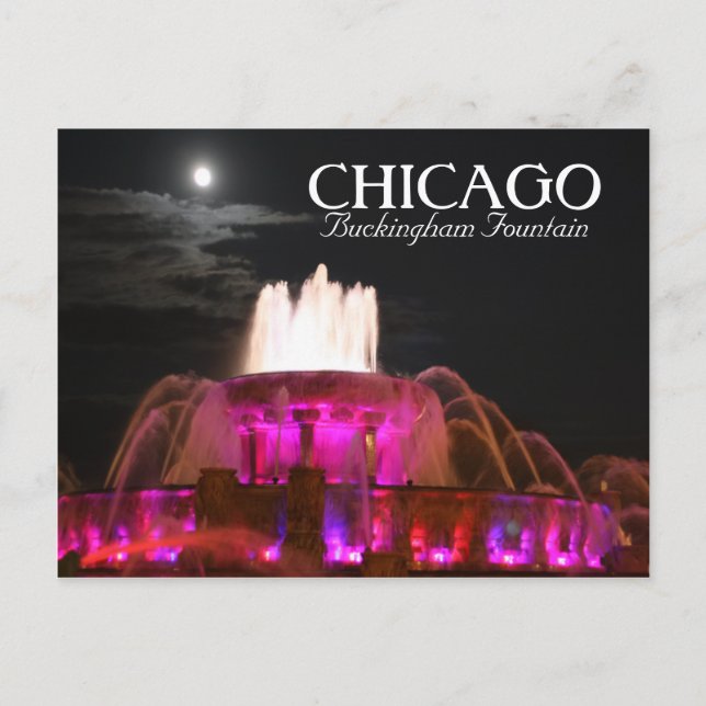 Pink Buckingham Fountain Chicago Postcard Postkarte (Vorderseite)