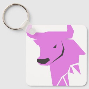 Pink Bull Zodiac – Sanfte Taurus-Silhouette-Anhäng Schlüsselanhänger