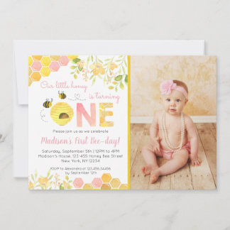 Pink Bumble Bee première invitation fête d'anniver