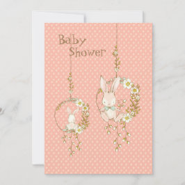 Pink Bunny Animal Floral Baby Dusche Einladung