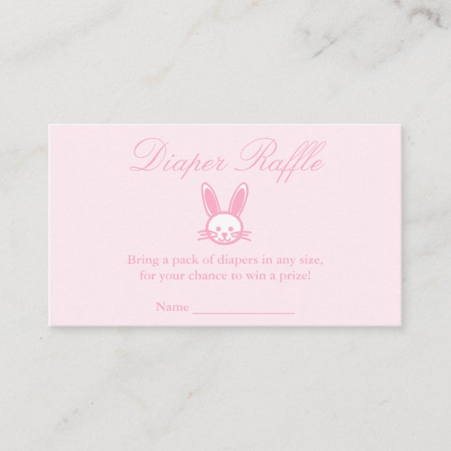 Pink Bunny Baby Dusche Windeln Raffle Begleitkarte (Vorderseite)