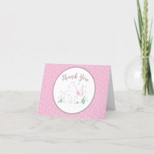 Pink Bunny Baby Dusche Woodland Wasserfarbe Dankeskarte