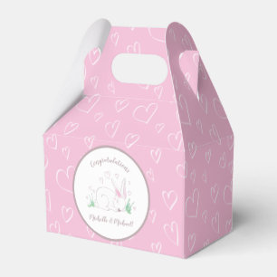 Pink Bunny Baby Dusche Woodland Wasserfarbe Geschenkschachtel