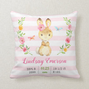 Pink Bunny Baby Girl Stats Kleinkind Neugeborenes  Kissen