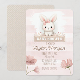 Pink Bunny Baby Shower Invitation Einladung