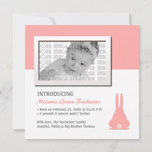Pink Bunny Birth Ankündigung