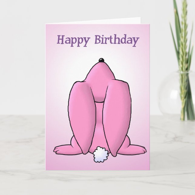 Pink Bunny Birthday Karte (Vorderseite)
