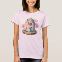 Pink Bunny & Egg Shaped House Kawaii Style