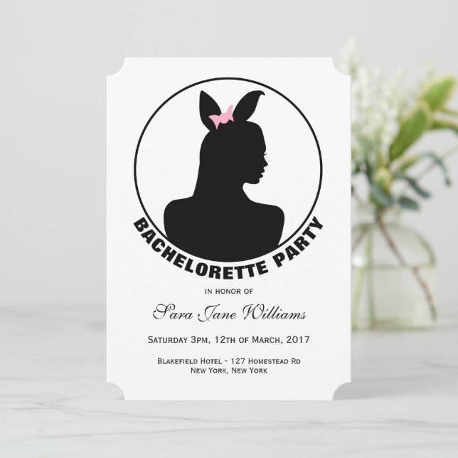 Pink Bunny Girl Junggeselinnen-Abschied Einladung (Stehend Vorderseite)