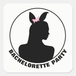 Pink Bunny Girl Junggeselinnen-Abschied Quadratischer Aufkleber