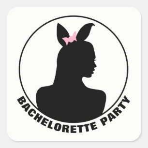 Pink Bunny Girl Junggeselinnen-Abschied Quadratischer Aufkleber