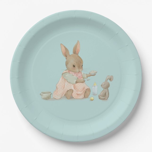 Pink Bunny Girl Pappteller (Vorderseite)