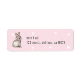 Pink Bunny Heart Rücksendeadressen-Aufkleber