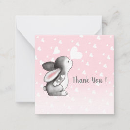 Pink Bunny Herz Konfetti vielen Dank Notizkarten Mitteilungskarte