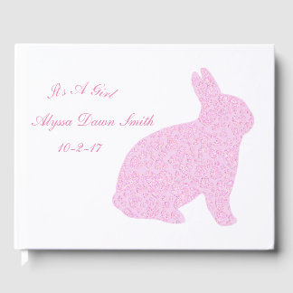 Pink Bunny It's A Girl Baby Shower Gästebuch
