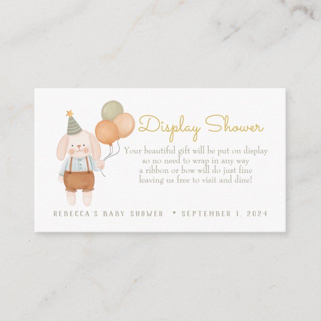 Pink Bunny mit Baloons Display Dusche Begleitkarte (Vorderseite)